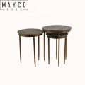 Mayco Modern Three Legs Wood and Iron Round 3 Piece Nesting Tables Plant Pot Stand